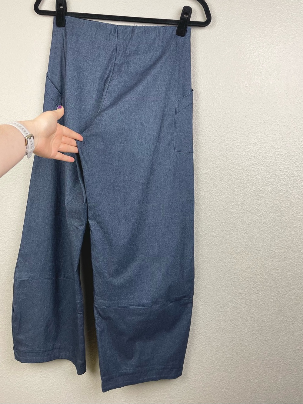 Porto San Francisco Women's 6 Chambray Barrel Leg Capri Pants Patch Pockets Zip - Picture 13 of 16